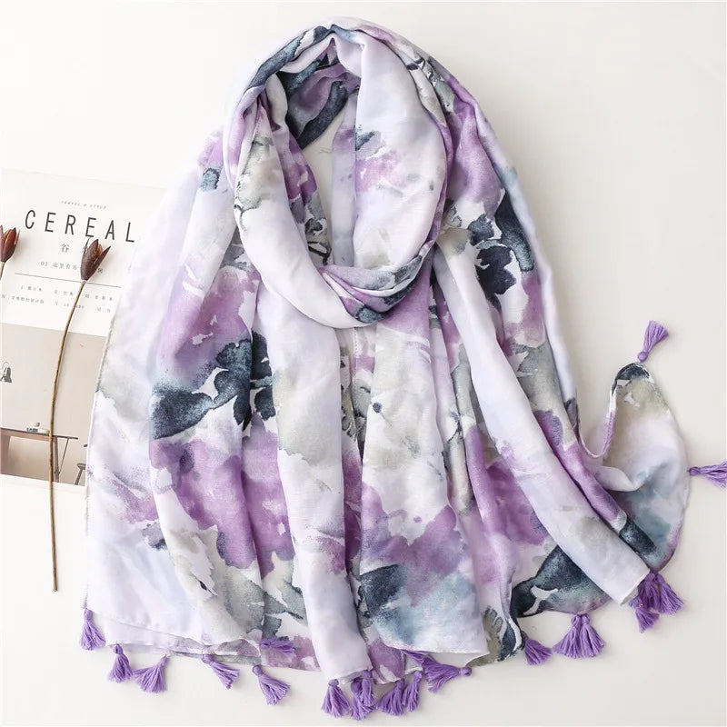 women's fashion tie dye polyester silk scarves