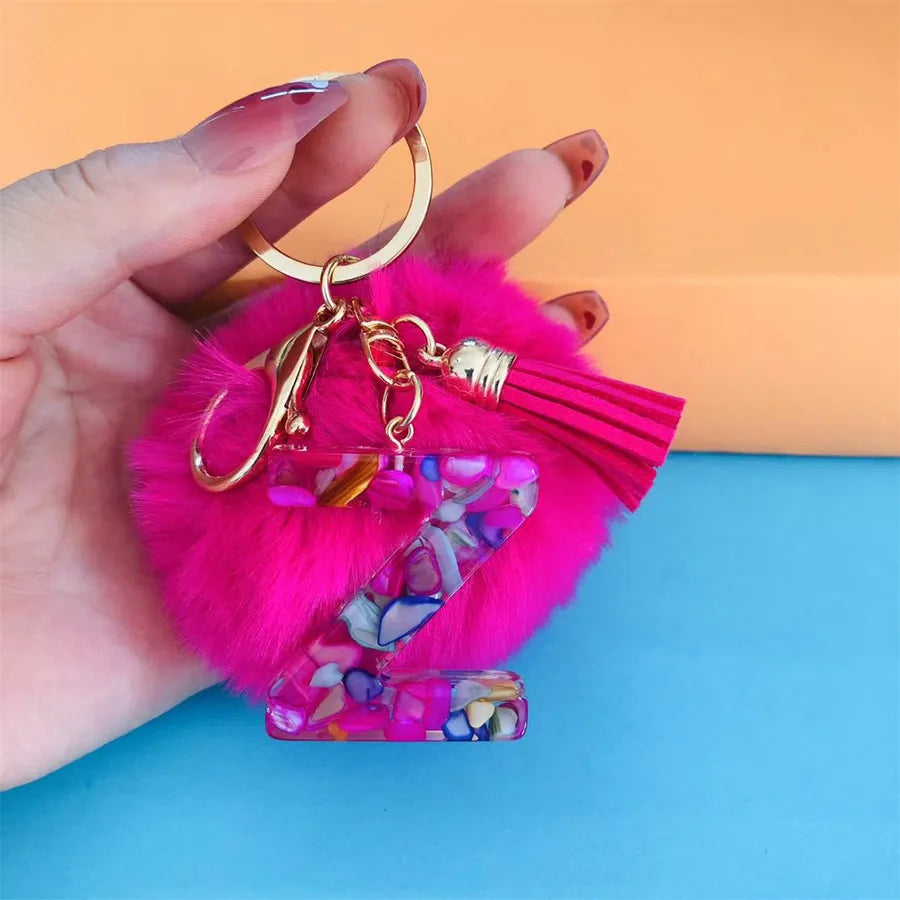 Simple Style Commute Letter Hairball Resin Unisex Bag Pendant Keychain