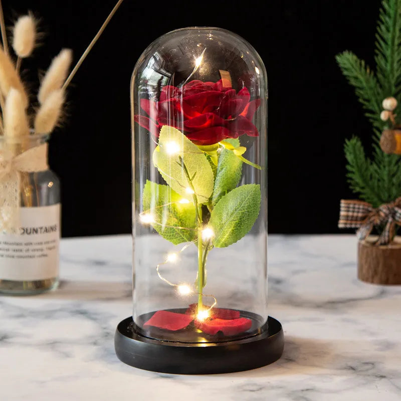 Romantic Rose Plastic Wood Glass Artificial flowers