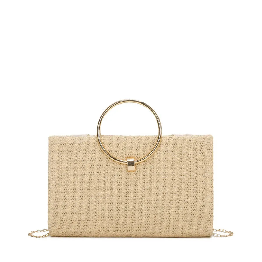 Women's Straw Geometric Elegant Streetwear Square Magnetic Buckle Handbag Evening Bag Straw Bag