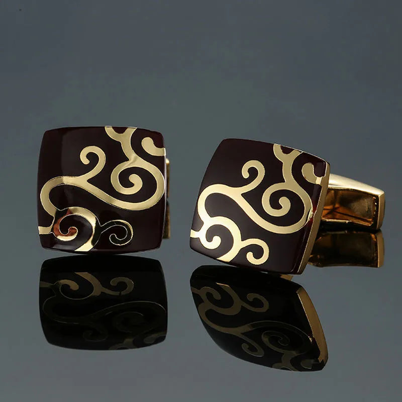 simple style leaf flower copper plating unisex cufflinks 1 pair