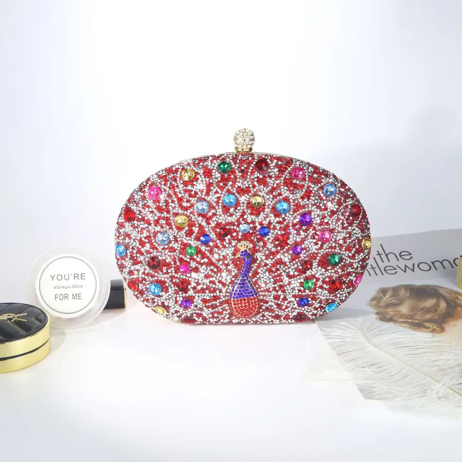 New  fashion peacock diamond retro exotic style messenger bag dinner bag high-end gift bag factory direct sales