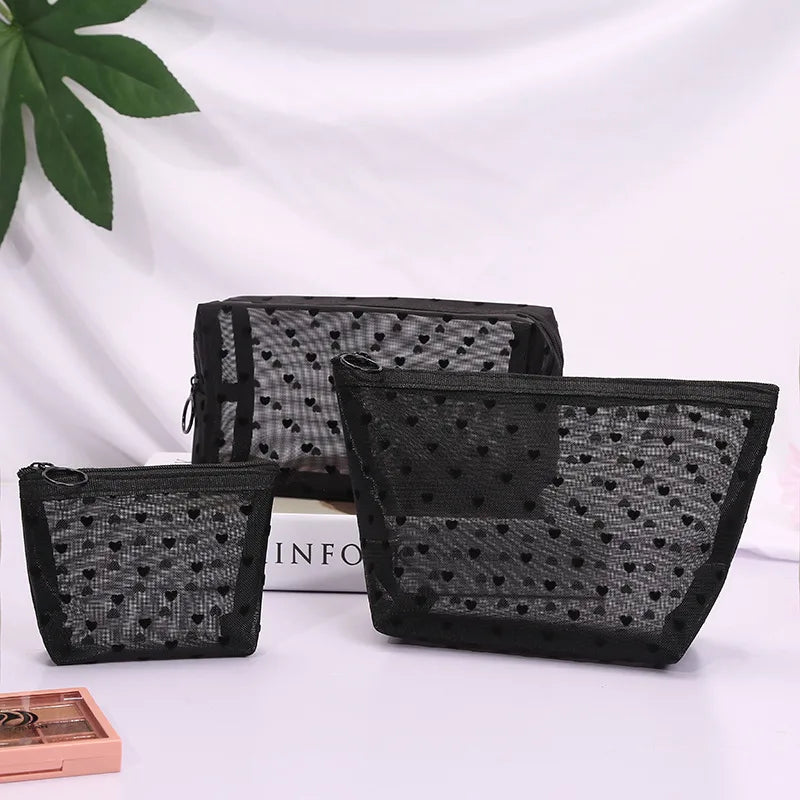 women's small all seasons nylon heart shape fashion square zipper cosmetic bag