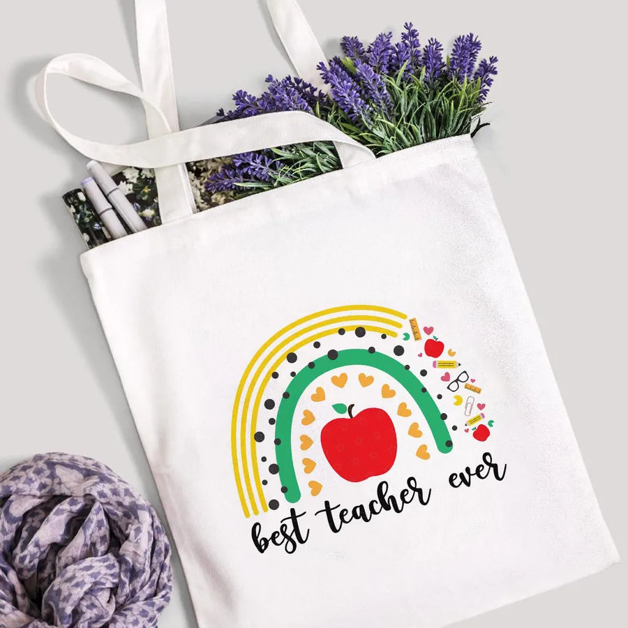 foreign trade Teach Love Rainbow printed canvas bag shoulder bag student fashion handbag spot
