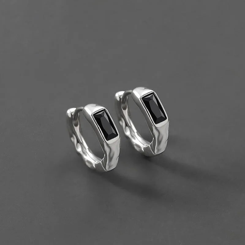 1 pair hip-hop geometric plating copper silver plated earrings