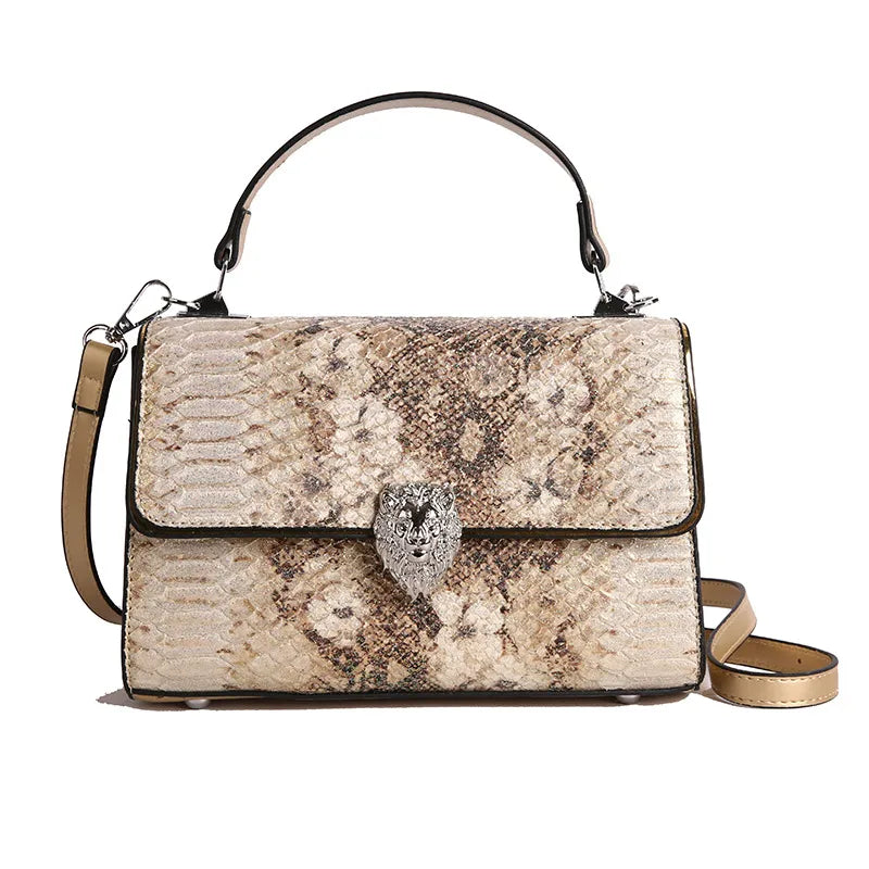 High-Grade Lion's Head Magnetic Snap Bag for Women  New Retro and Fashion All-Matching Shoulder Crossbody Small Square Bag