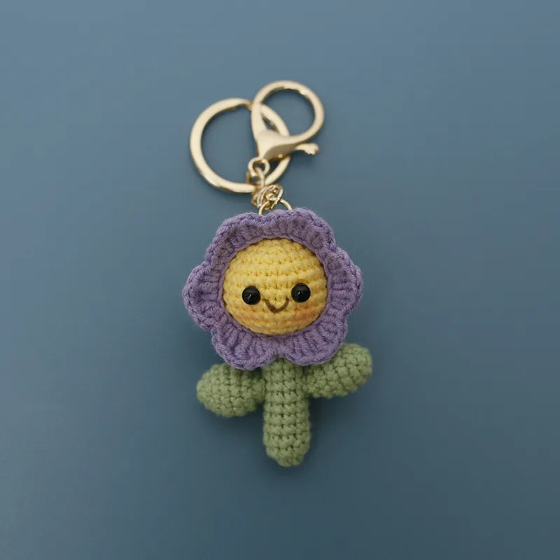1 Piece Cute Pastoral Flower yarn Women's Bag Pendant Keychain