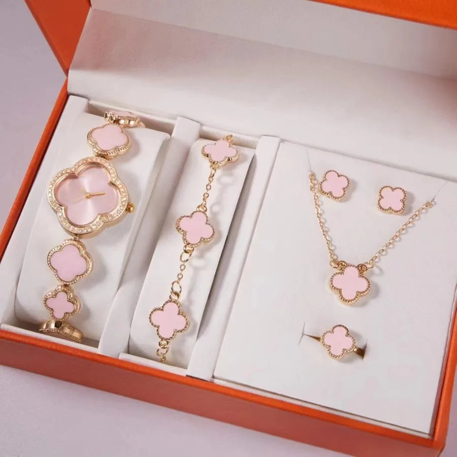 Casual Heart Shape Buckle Quartz Watch Jewelry Sets Women's Watches