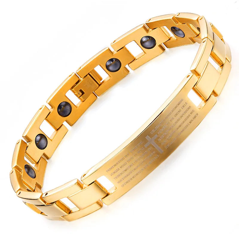 Simple Style Geometric Titanium Steel Plating Men's Bracelets