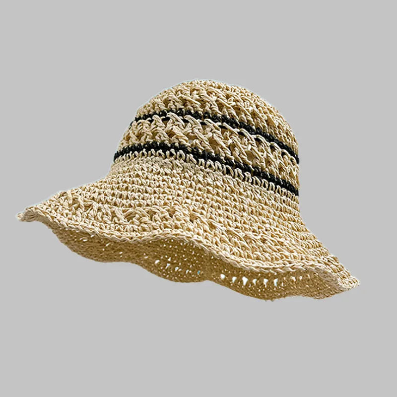 Women's Casual Style Vacation Solid Color Big Eaves Shearling Hat Straw Hat