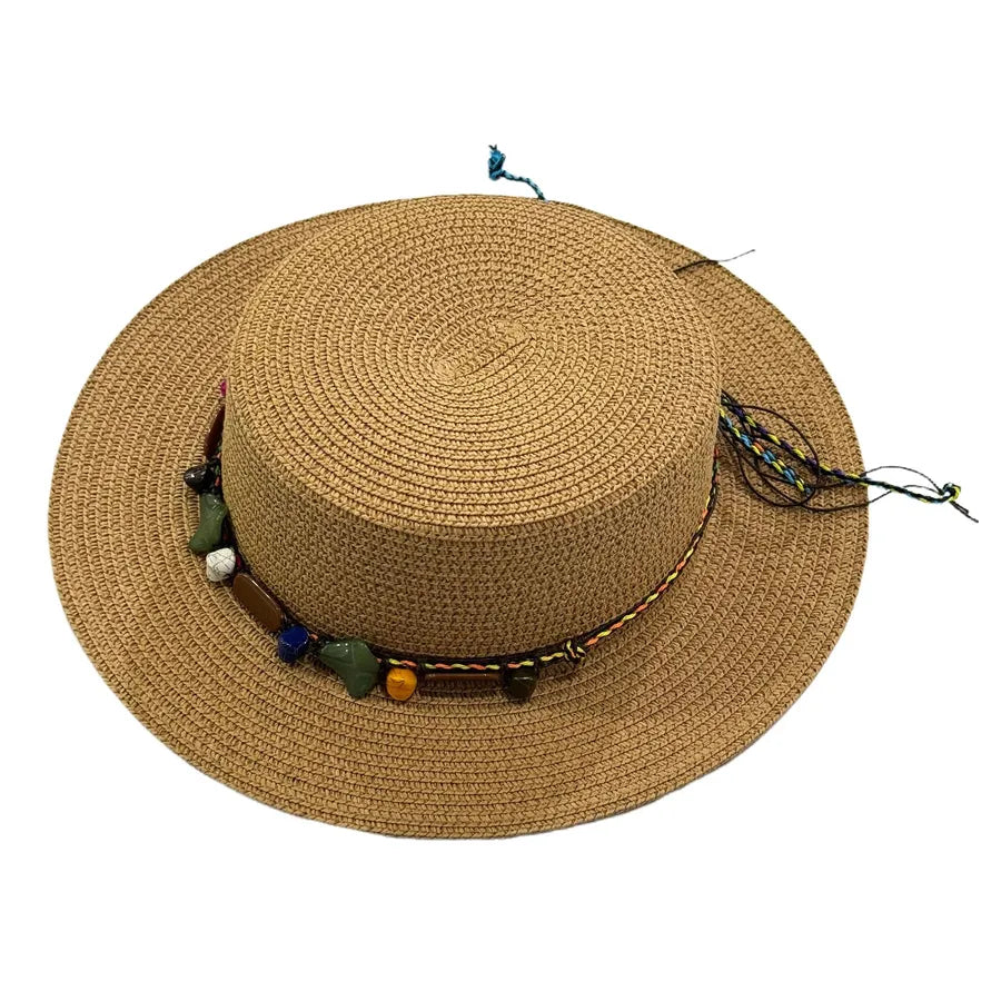 Women's Hawaiian Tropical Shell Flat Eaves Straw Hat