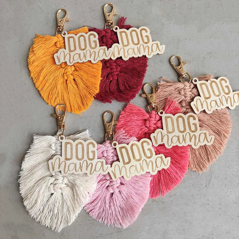 mama letter tassel cotton thread braid mother's day bag pendant keychain