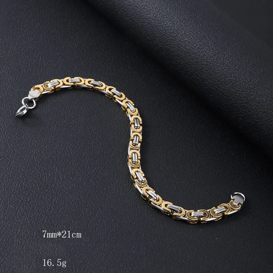 Hip-Hop Geometric 201 Stainless Steel Plating Men's Bracelets Men Chain Bracelets