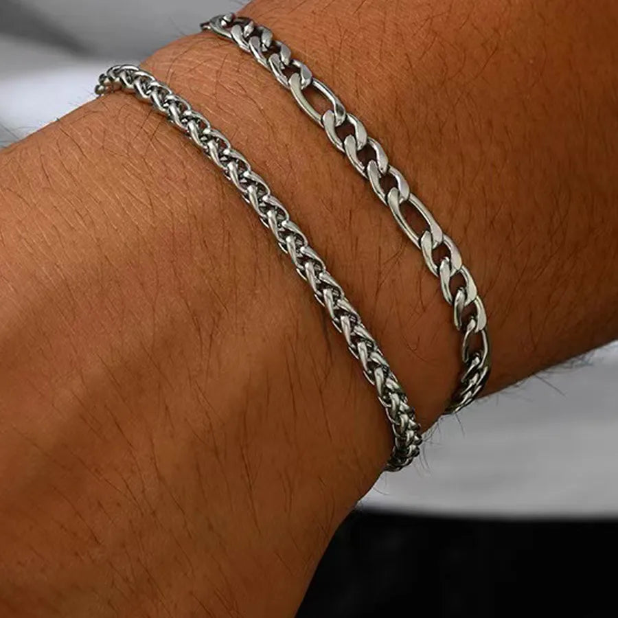 Hip-Hop Vintage Style Geometric 304 Stainless Steel Plating Men's Bracelets Men Chain Bracelets