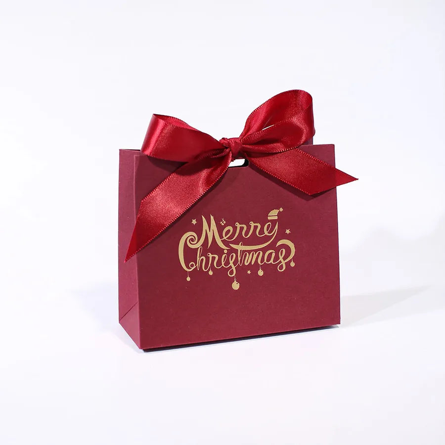 Merry Christmas Gift Box Decorative Multicolor Christmas Packaging Box Holiday Festive White Cardstock Bell wreath Design
