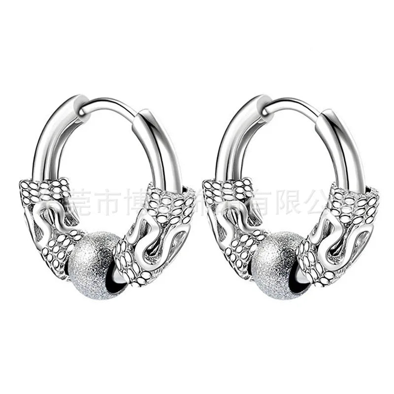 Retro Circle Earrings Korean Style Earrings Trendy  Earrings Distinctive Dragon Pattern Earrings Men's and Women's Fashion Earrings Aggressive Earrings