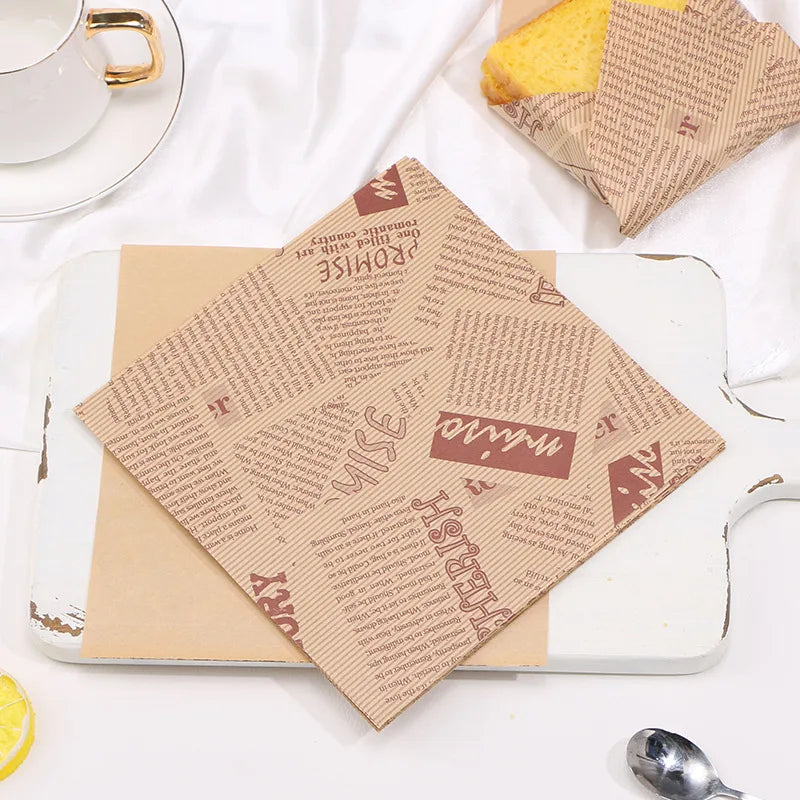 Square 18cm Oil-resistant Laminated Paper Burger Box Pad Paper Bento Cake Separation Paper Sandwich Packaging Paper