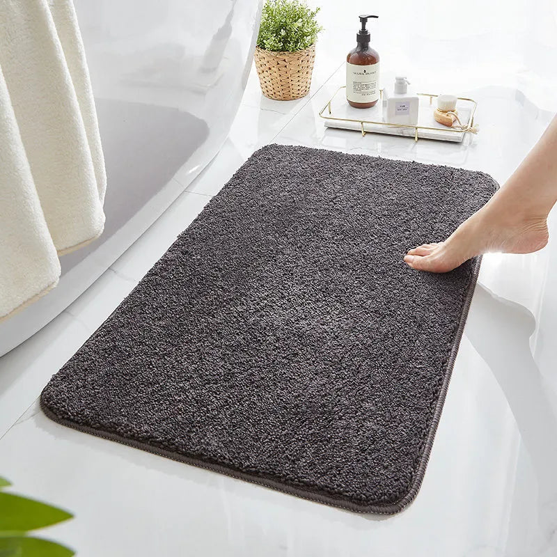 Household Bathroom Door Mat Solid Color Simple Bathroom Absorbent Non-Slip Mat Spot  Thickened Fiber Floor Mat