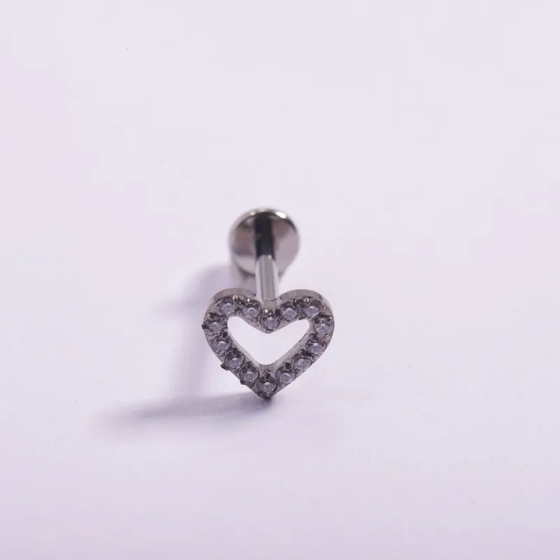 1 Piece Lip Rings Casual Punk Simple Style Cross Letter Heart Shape Titanium Alloy Polishing Plating Zircon 18K Gold Plated Lip Rings Ear Cartilage Rings & Studs