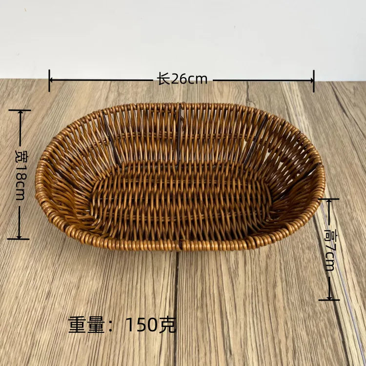 Simple Style Solid Color Imitation Rattan Storage Basket