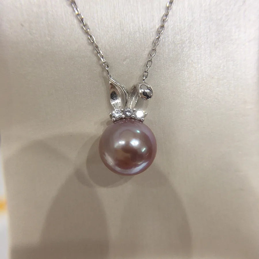 Diana Natural Freshwater Pearl Pendant Highlight Round and Immaculate Princess S925 Sterling Silver Pearl Necklace Clavicle Chain