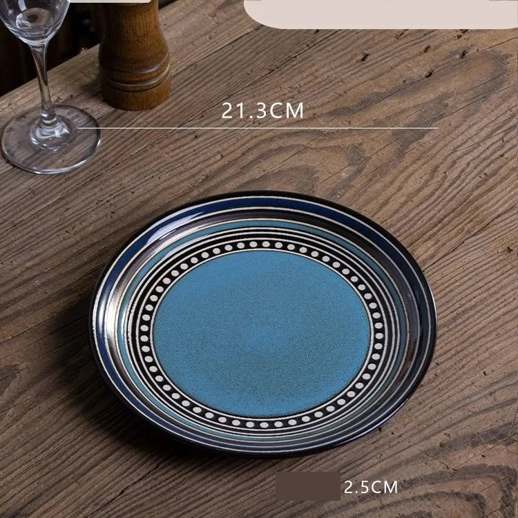 Retro Solid Color Flower ceramics Tableware 1 Piece