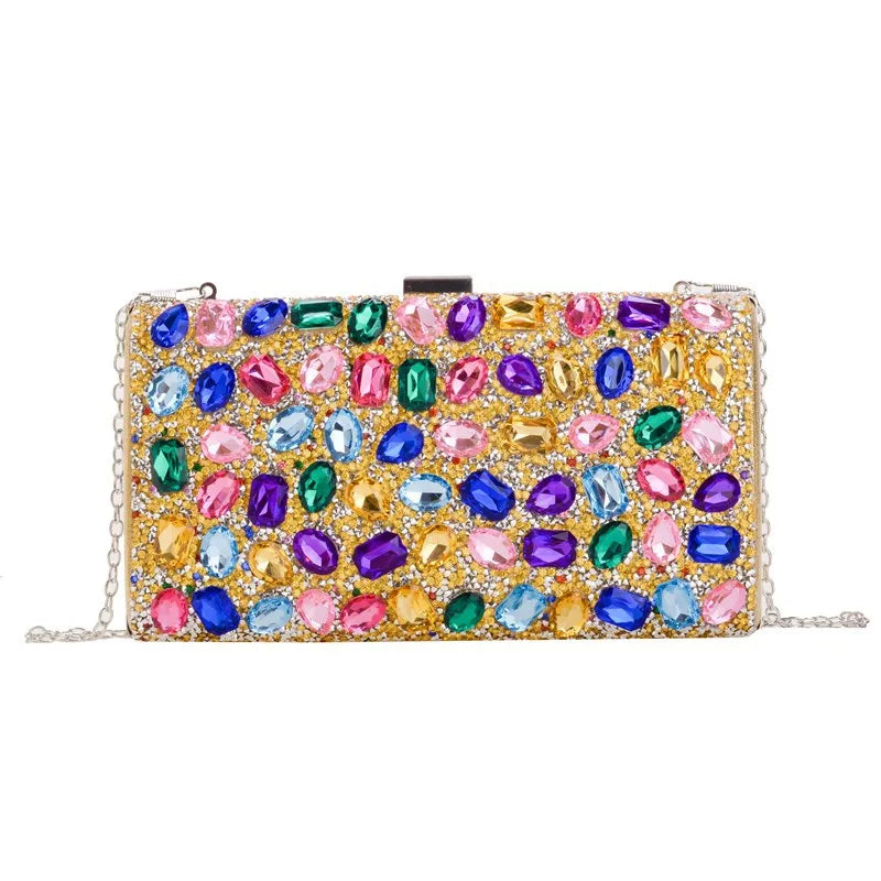 New   Rhinestone Square Banquet Annual Meeting Dress Holiday Clutch Bag Shoulder Bag Women's Bag