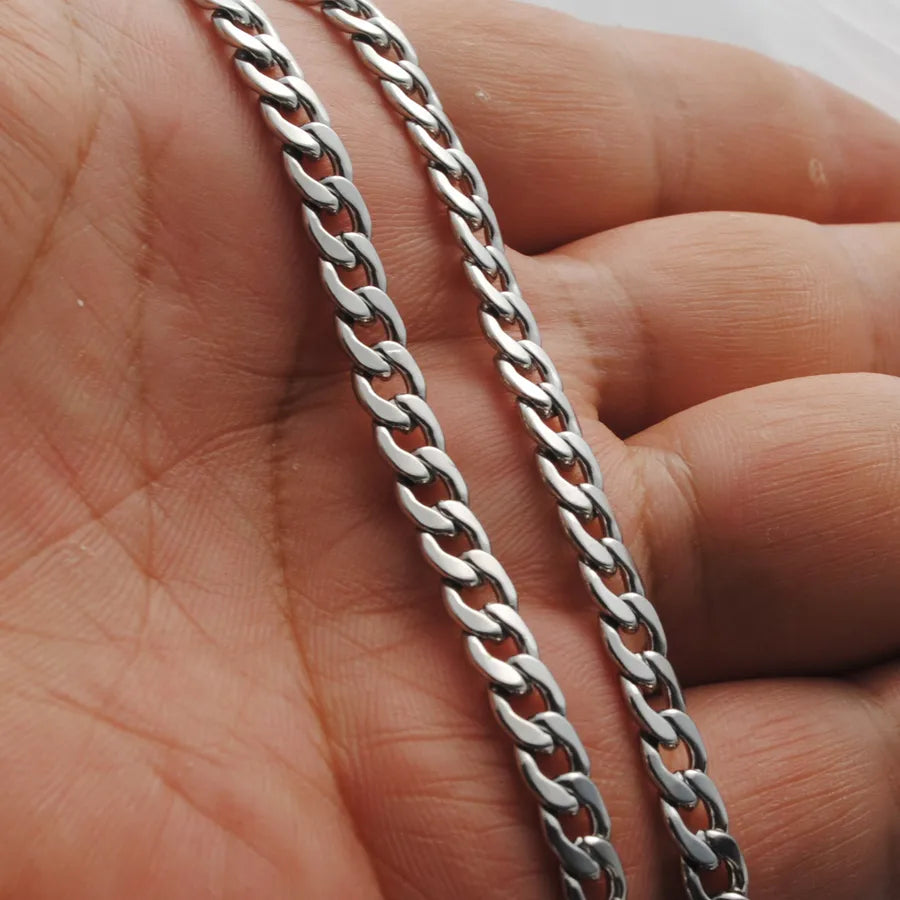 simple style solid color stainless steel plating necklace chain 1 piece