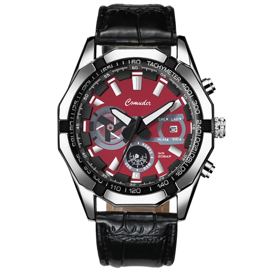 casual geometric single folding buckle quartz men's watches