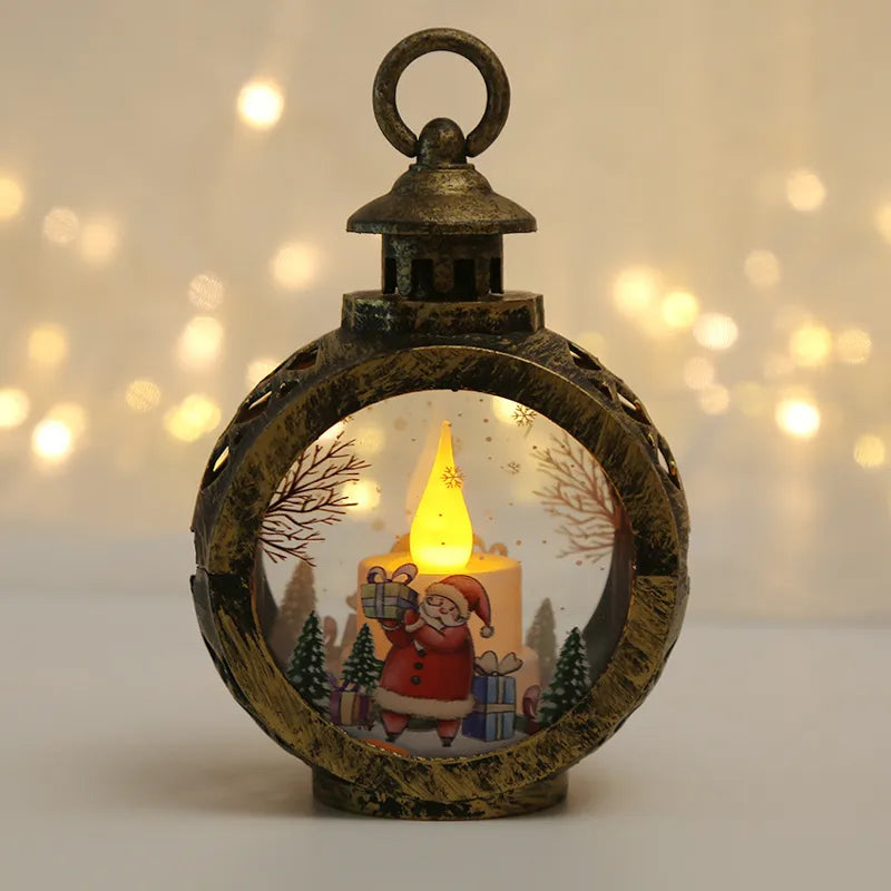 Christmas Cute Pastoral Santa Claus Snowman Glass Indoor Party Festival Hanging Ornaments