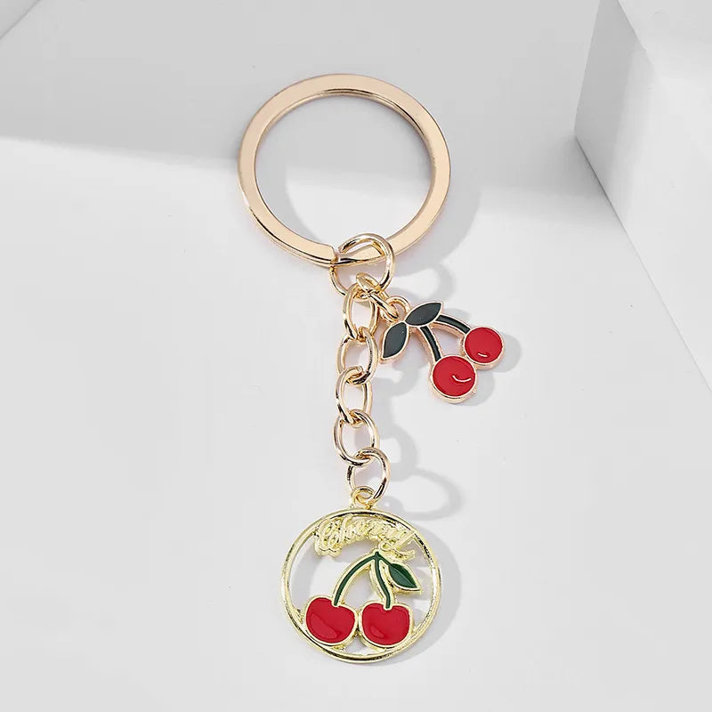 Sweet Cherry Fruit Alloy Unisex Keychain