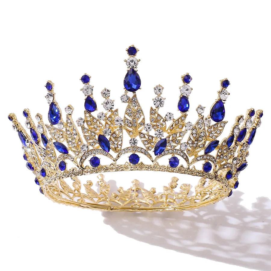 fashion leaf alloy inlay zircon crown 1 piece