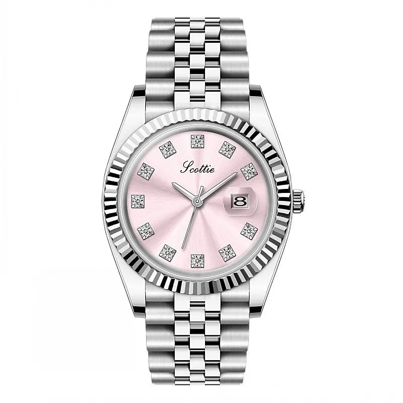 Casual Elegant Lady Solid Color Butterfly Double Snap Quartz Watch Women's Watches