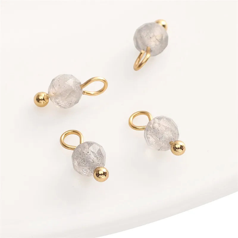 Handmade Natural Stone Pendant Beads Small Drop Earrings Bracelet Necklace Weaving Material Accessories Simple Style Jewelry