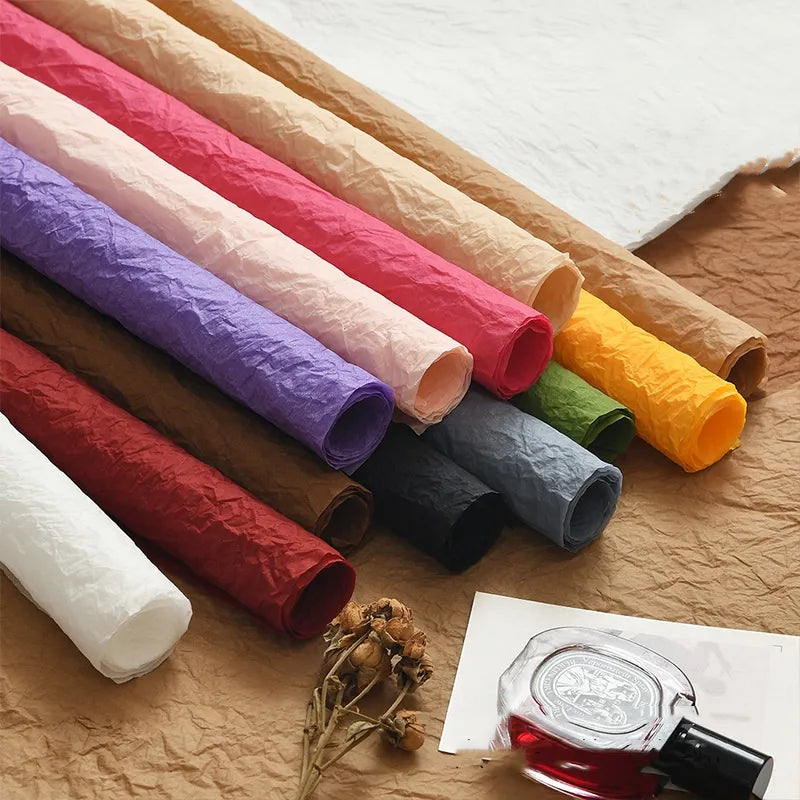 Romantic Solid Color Kraft Paper Daily Date Korean Floral Wrapping Paper Party Supplies Gift Wrapping Supplies 1 Pack of 5 Sheets