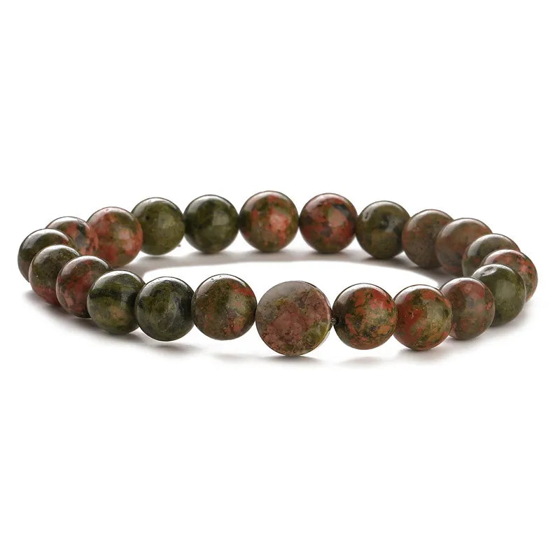 Retro Classic Style Geometric Natural White-Barked Pine Green Aventurine Tiger Eye Beaded Chain Bracelets In Bulk
