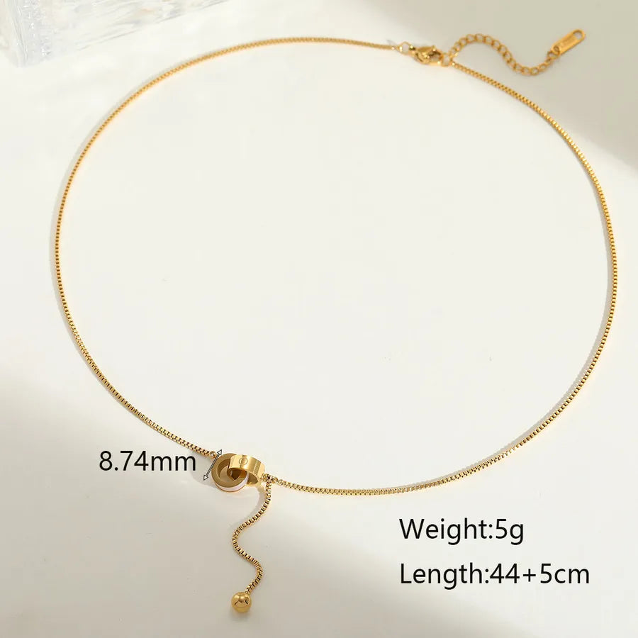 Wholesale Jewelry Casual Cute Lady Circle Solid Color 304 Stainless Steel 18K Gold Plated Plating box chain Necklace
