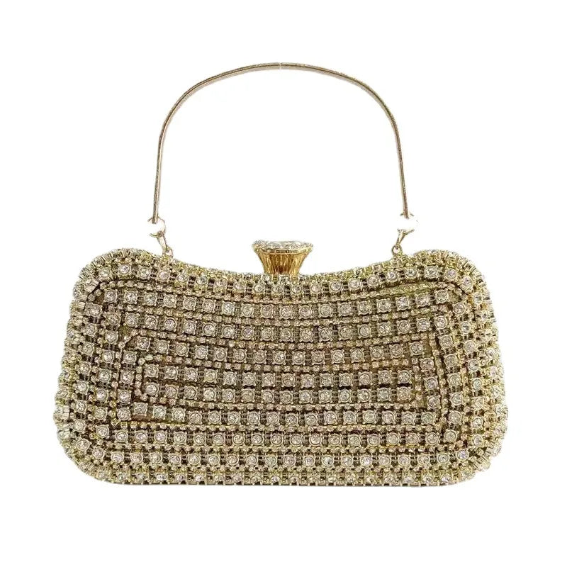 black gold silver polyester solid color rhinestone square clutch evening bag