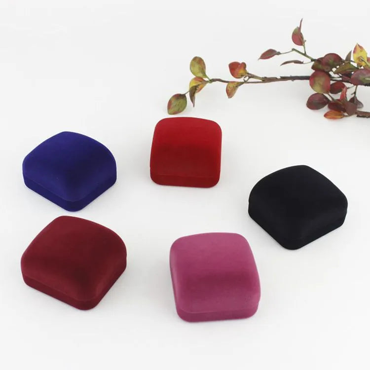 simple style solid color flannel jewelry boxes