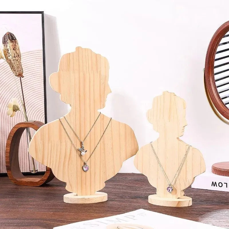 Elegant Wooden Jewelry Necklace Display Stand Storage Rack Artistic Style Integrated Design Luxury Props New Model Storage Rack