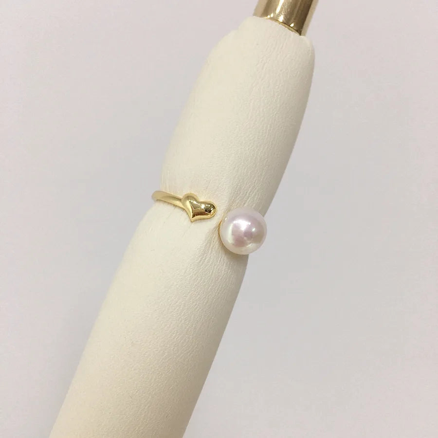 Zhuji strong light bright natural freshwater pearl ring simple smooth love adjustable opening ring wholesale