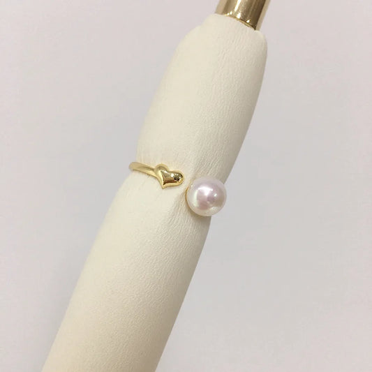 Zhuji strong light bright natural freshwater pearl ring simple smooth love adjustable opening ring wholesale