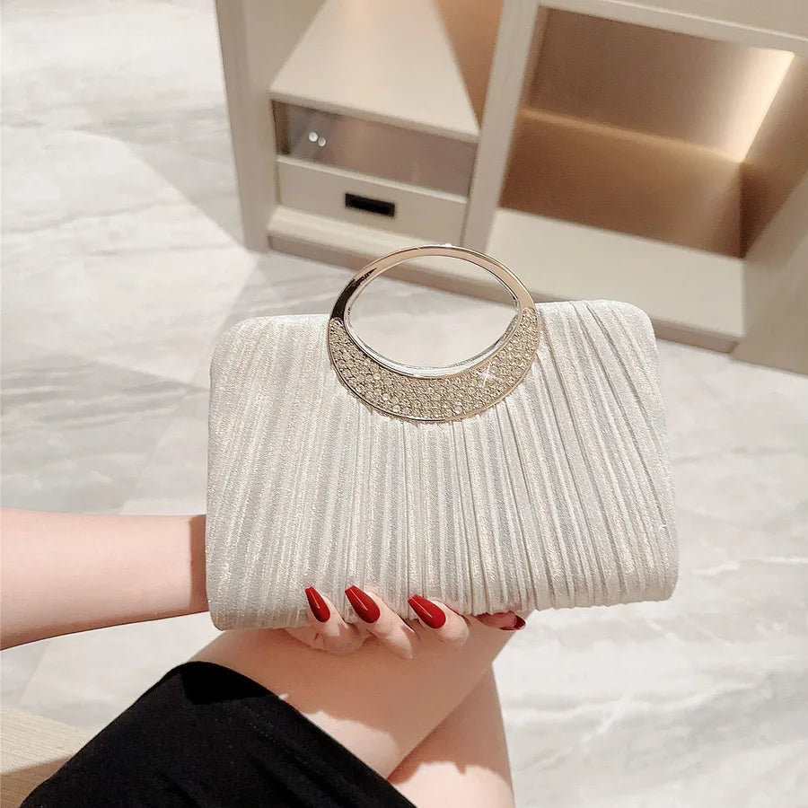 Gold Silver satin Solid Color Square Evening Bags