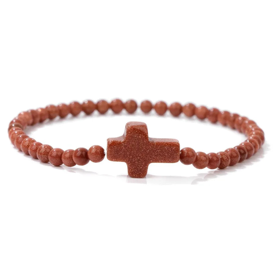 Simple Style Cross natural stone Crystal Bracelets In Bulk