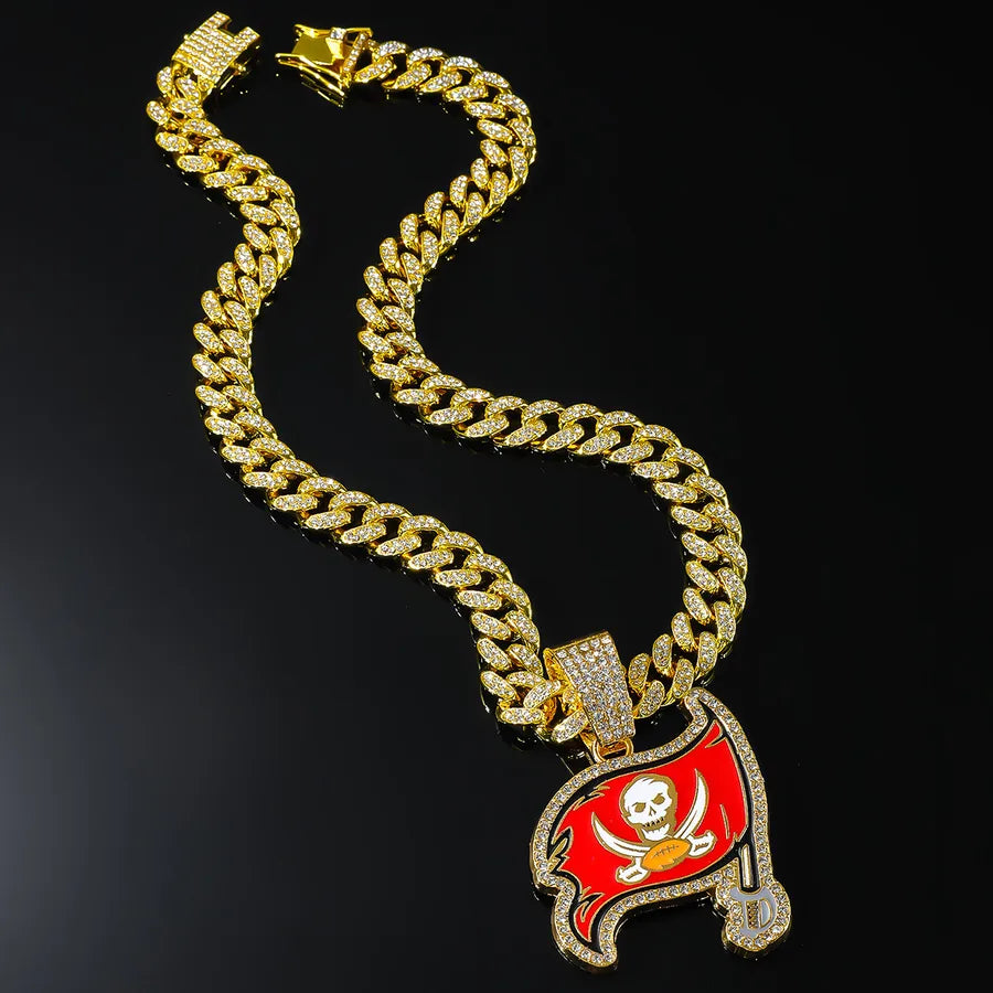 New Arrival Pirate Full Diamond Pendant European Hip Hop Hip Hop Popular Ornament Alloy Necklace Wholesale