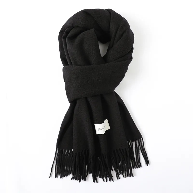 women's simple style solid color imitation cashmere scarf