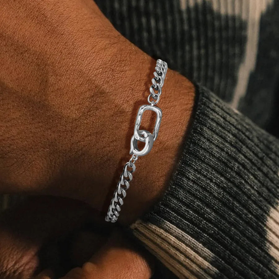 Vintage Style Classic Style Rectangle 201 Stainless Steel Copper Men's Bracelets Men Chain Bracelets