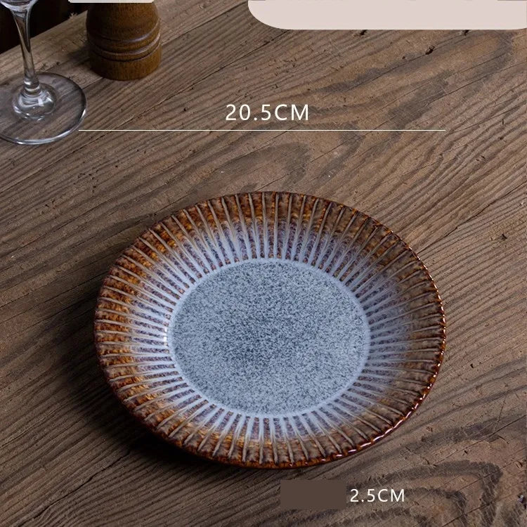 Retro Solid Color Flower ceramics Tableware 1 Piece
