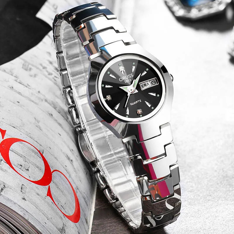 elegant solid color single folding buckle quartz women's watches