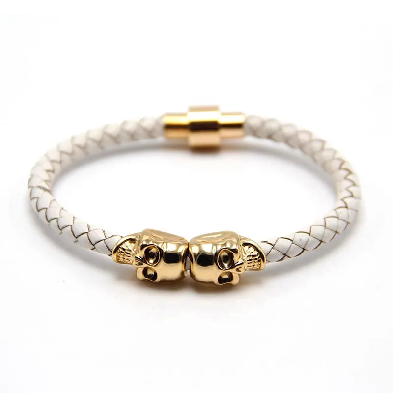 Punk Skull Leather Copper Halloween Men's Bangle